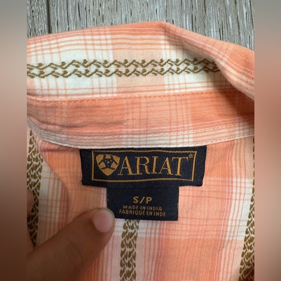 Ariat Womens  Orange Plaid Shirt - Picture 5 of 10